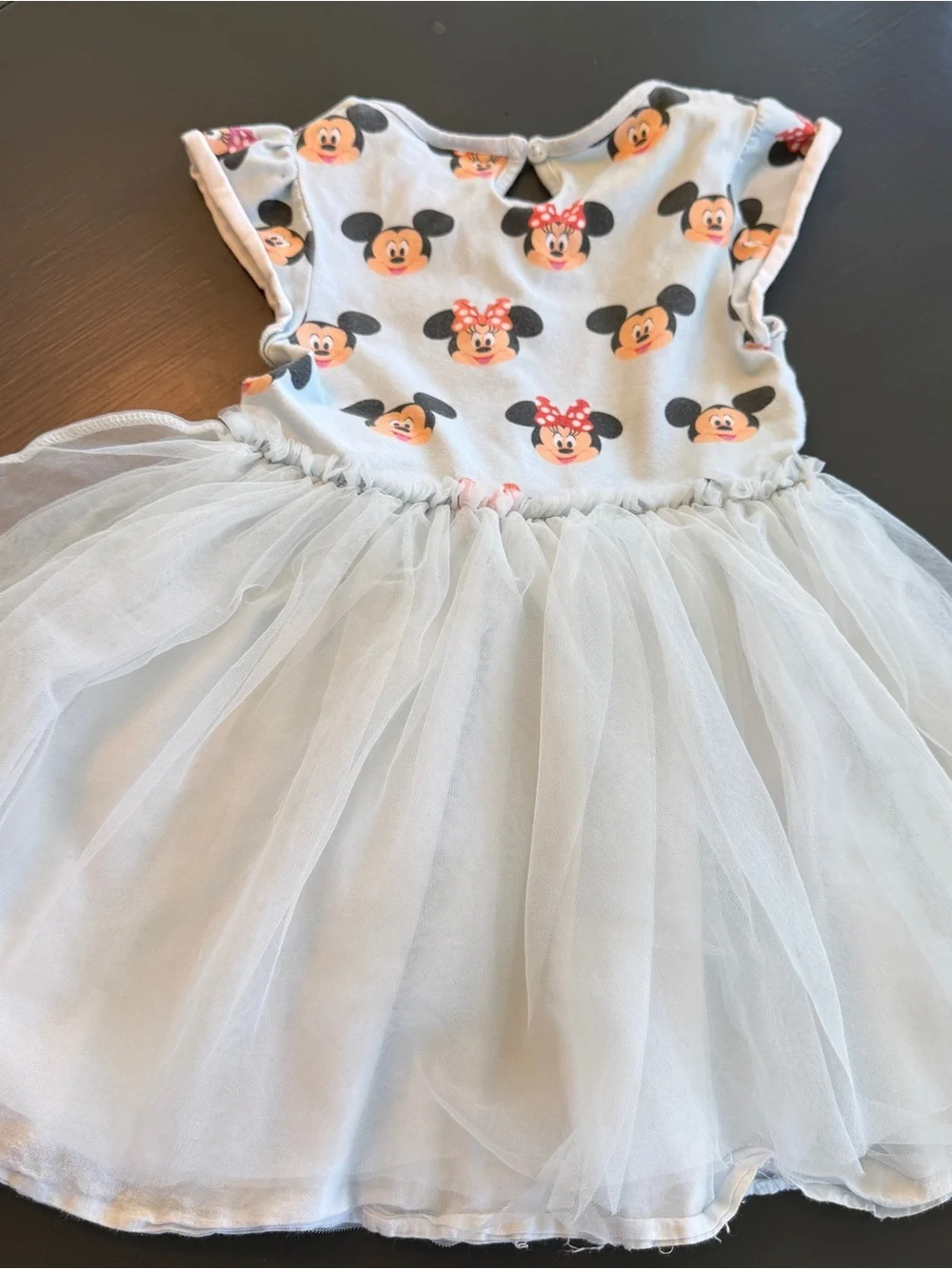 Monica & Andy Disney Baby Minnie & Mickey Print Tulle Dress - Light Blue Sz 3T